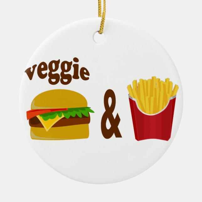 Veggie Burger and Fries Ceramic Ornament (Front)