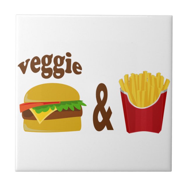 Veggie Burger and Fries Ceramic Tile (Front)