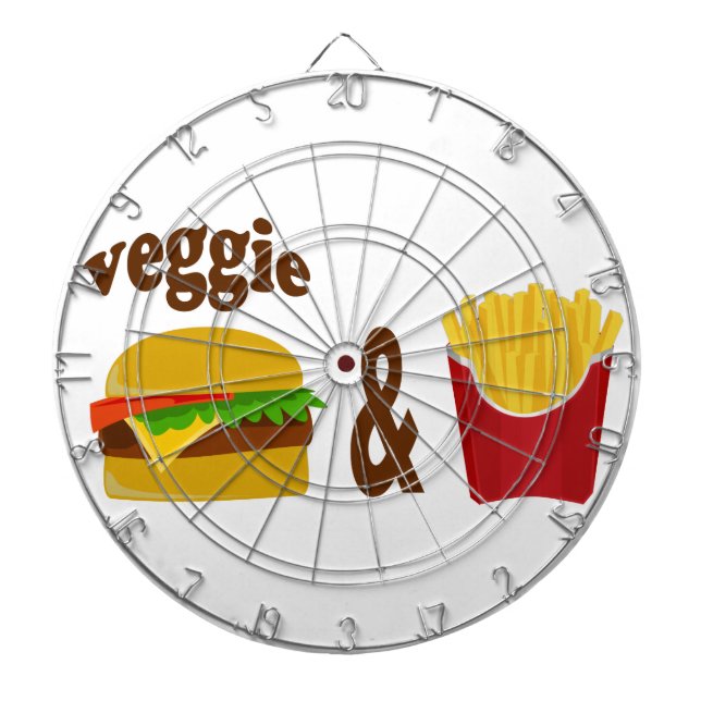 Veggie Burger and Fries Dartboard With Darts (Front)