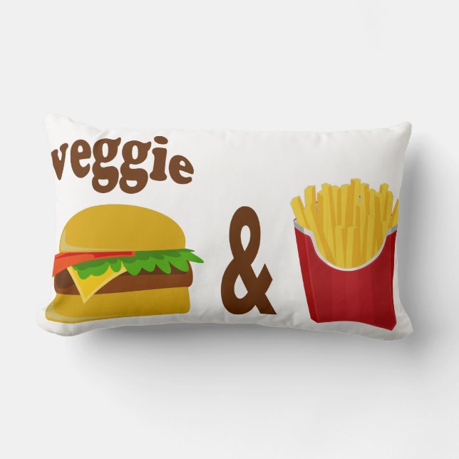Veggie Burger and Fries Lumbar Pillow (Front)