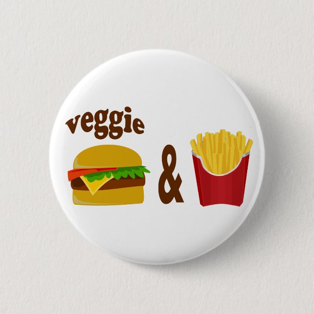 Veggie Burger and Fries Pinback Button (Front)