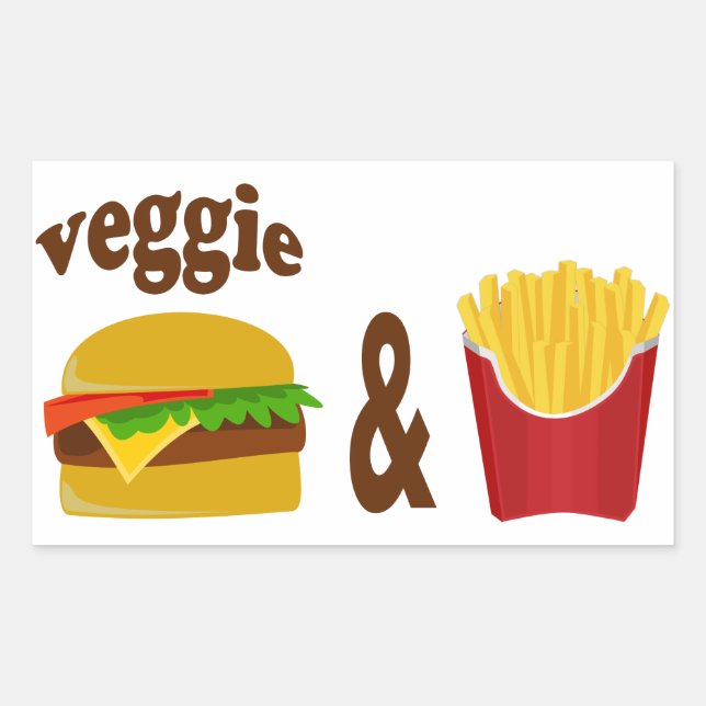 Veggie Burger and Fries Rectangular Sticker (Front)