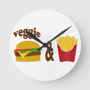 Veggie Burger and Fries Round Clock