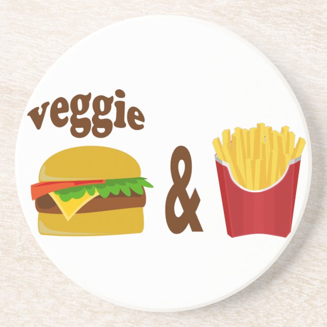 Veggie Burger and Fries Sandstone Coaster (Front)
