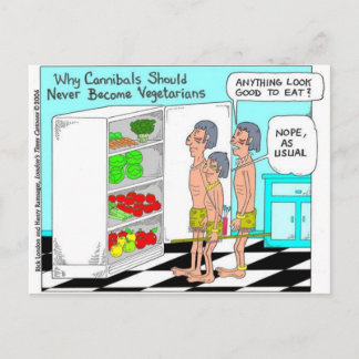 Veggie Cannibals Funny Offbeat Cartoon Gifts Postcard