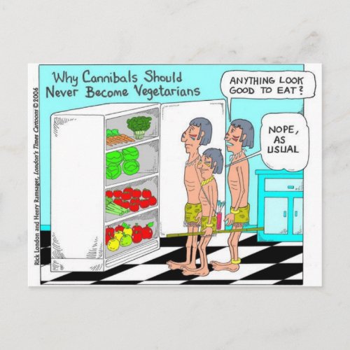 Veggie Cannibals Funny Offbeat Cartoon Gifts Postcard