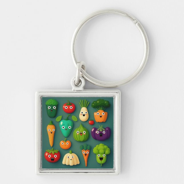 Veggie Characters Veg Photos Vegetables Onion Clip Keychain (Front)