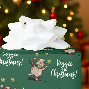 Veggie Christmas! Cute Guinea Pig Juggling Sprouts Wrapping Paper