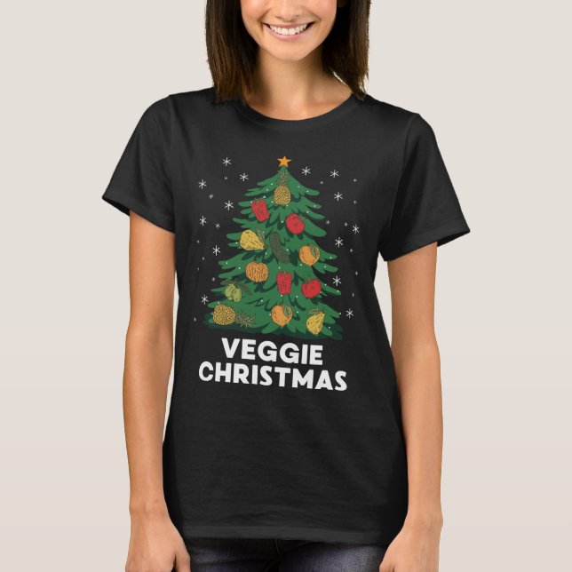 Veggie Christmas Funny Fruit Christmas Tree Xmas V T-Shirt (Front)