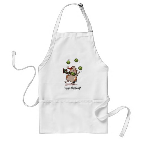 Veggie Christmas Guinea Pig Juggling Sprouts Adult Apron