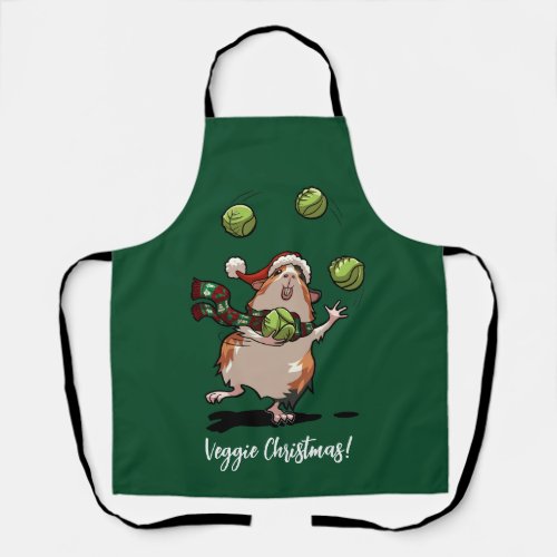 Veggie Christmas Guinea Pig Juggling Sprouts Apron