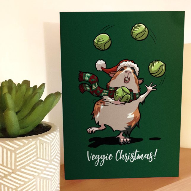 Veggie Christmas! Guinea Pig Juggling Sprouts Card (Creator Uploaded)