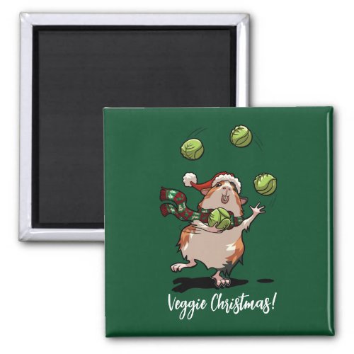 Veggie Christmas Guinea Pig Juggling Sprouts Magnet