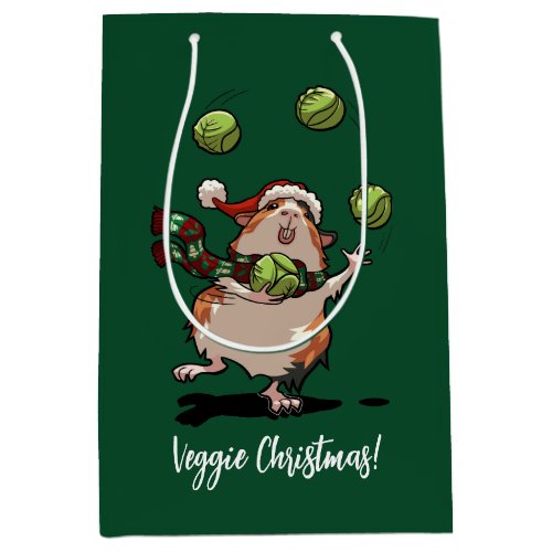 Veggie Christmas Guinea Pig Juggling Sprouts Medium Gift Bag