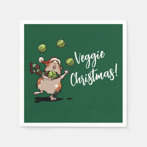 Veggie Christmas Guinea Pig Juggling Sprouts Napkins