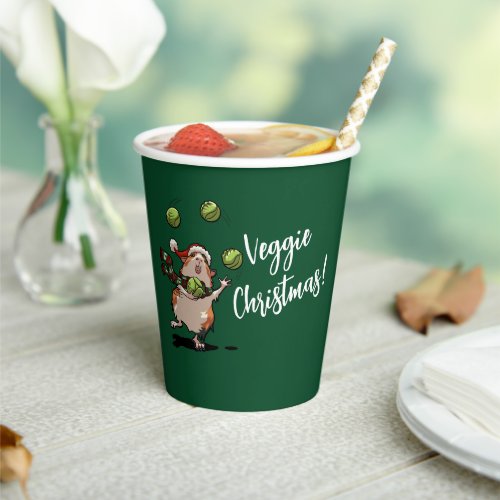 Veggie Christmas Guinea Pig Juggling Sprouts Paper Cups