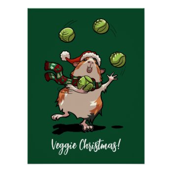 Veggie Christmas! Guinea Pig Juggling Sprouts Poster by NoodleWings at Zazzle