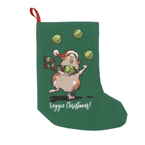 Veggie Christmas Guinea Pig Juggling Sprouts Small Christmas Stocking