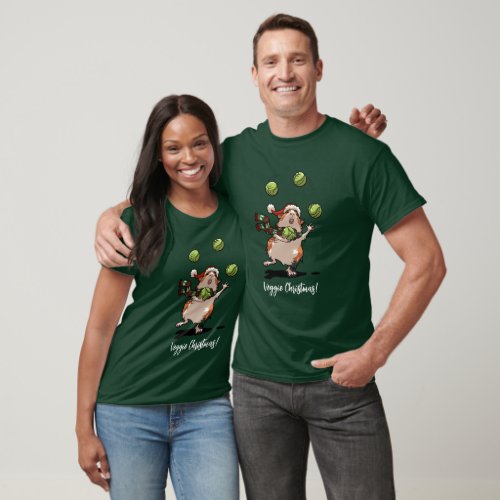 Veggie Christmas Guinea Pig Juggling Sprouts T_Shirt