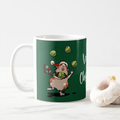 Veggie Christmas Xmas Guinea Pig Juggling Sprouts Coffee Mug