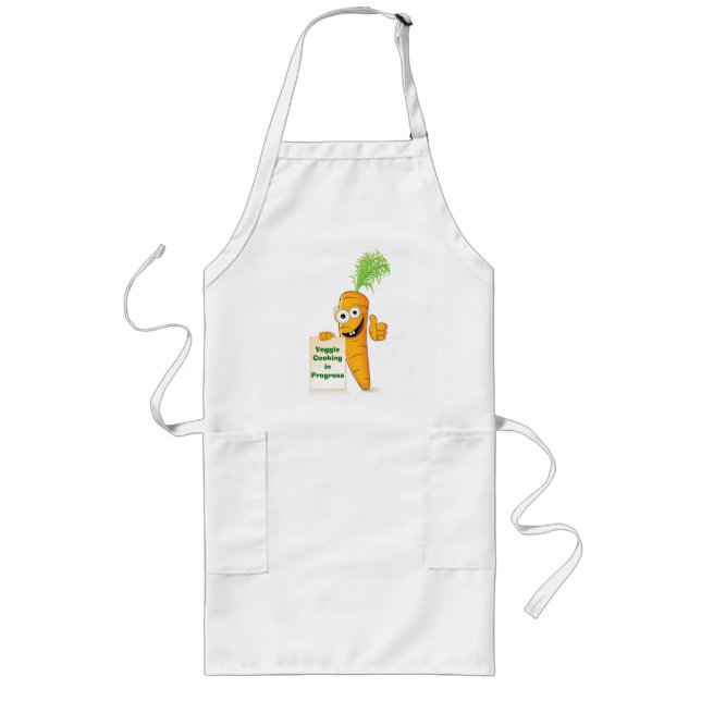 Veggie Cooking in Progress Carrot Long Apron (Front)