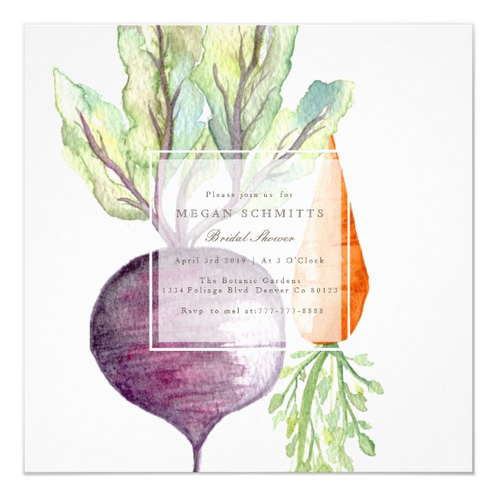 Veggie Duo Beet Carrot Watercolor Bridal Shower Invitation Zazzle Com