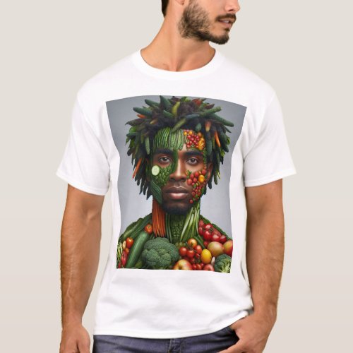 Veggie Face Artistic Human Face Made from Vegeta T_Shirt