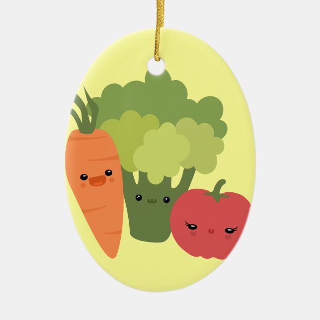 Veggie Friends Ceramic Ornament (Front)