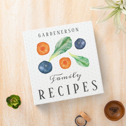 Veggie Fruit Custom Recipe  3 Ring Binder