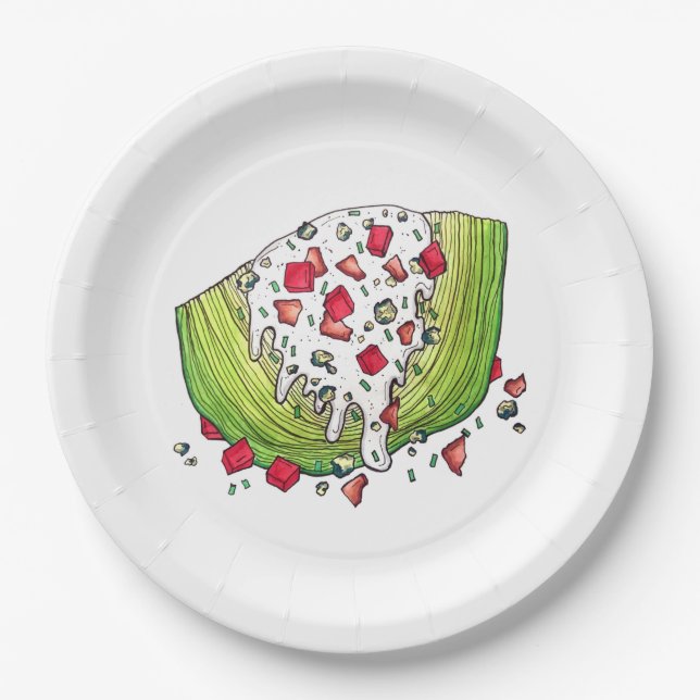 Veggie Iceberg Lettuce Wedge Salad Food Foodie Paper Plates (Front)
