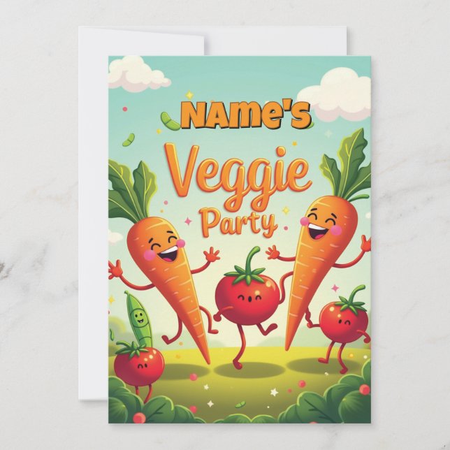 Veggie Party Birthday Invitation Card (Front)