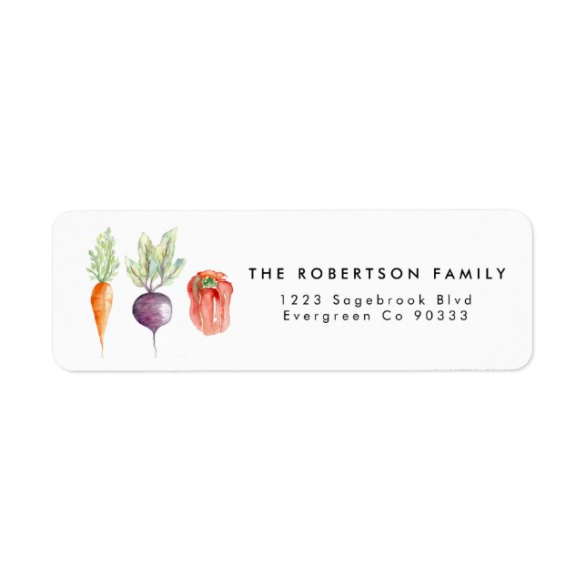 Veggie Patch Watercolor Address Label (Front)
