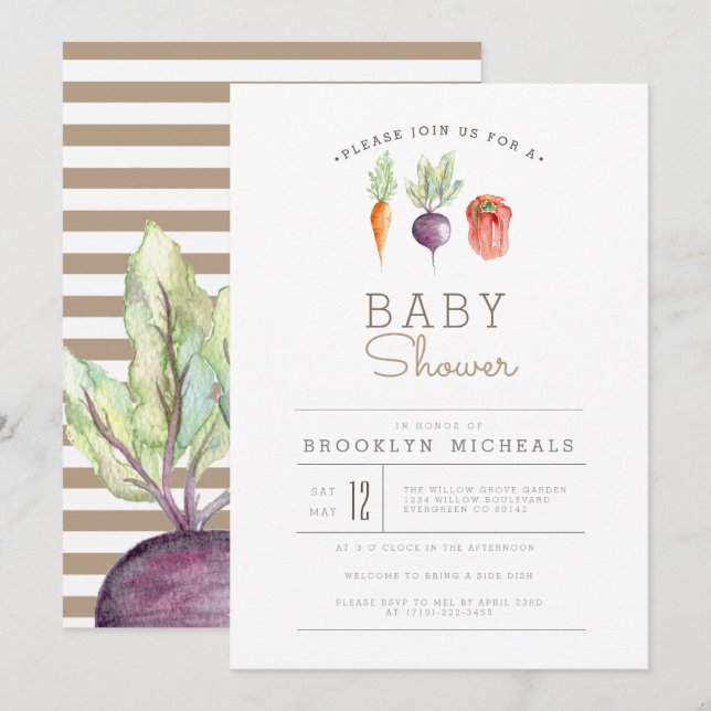 Veggie Patch | Watercolor Baby Shower Invitation (Front/Back)