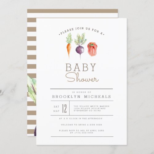 Veggie Patch  Watercolor Baby Shower Invitation