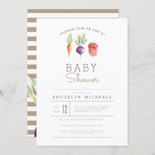 Veggie Patch | Watercolor Baby Shower Invitation (Front/Back)