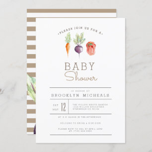 Veggie Patch Watercolor Baby Shower Invitation