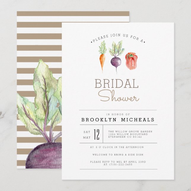 Veggie Patch | Watercolor Bridal Shower Invitation (Front/Back)