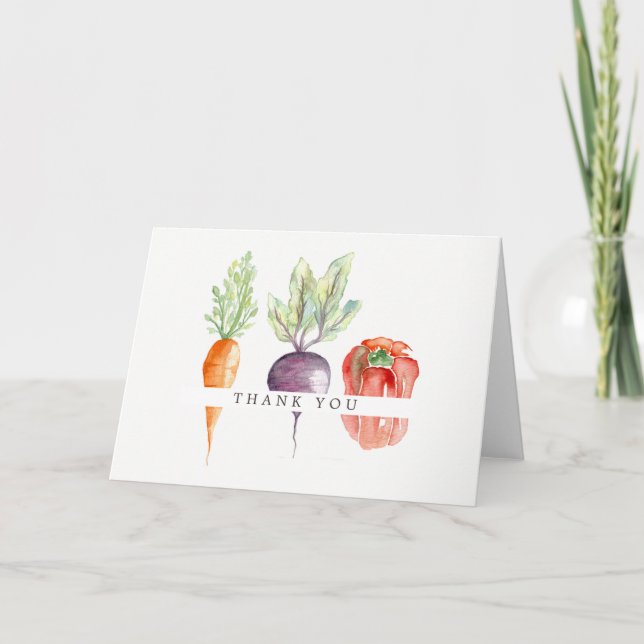 Veggie Patch Watercolor Thank You Card (Front)