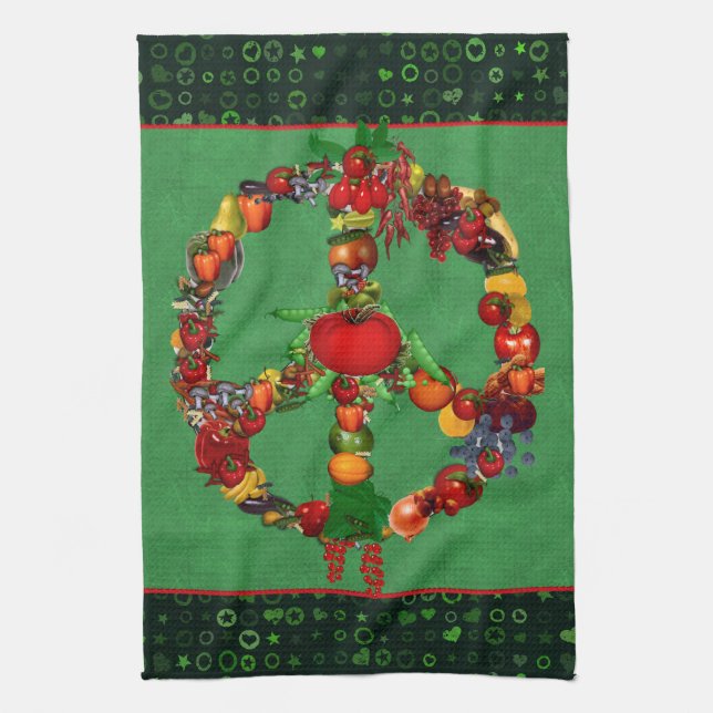 Veggie Peace Sign Kitchen Towel (Vertical)