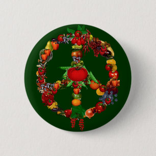 Veggie Peace Sign Pinback Button