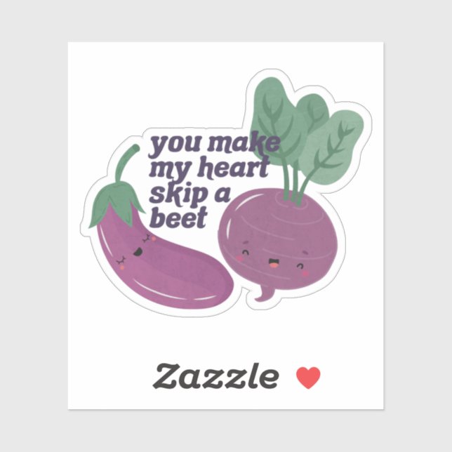 Veggie Pun: You Make My Heart Skip a Beet Sticker (Sheet)