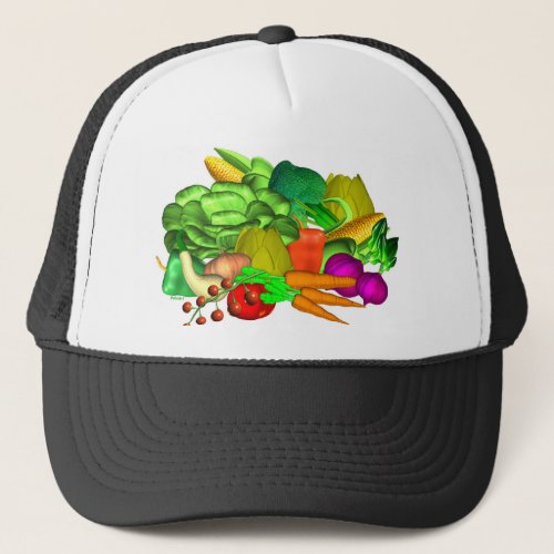 Veggie salad design on trucker hat