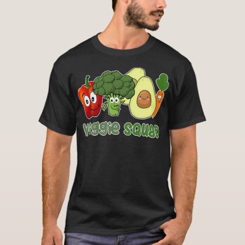 Veggie Squad Vegetables amp Fruits with Funny Face T_Shirt