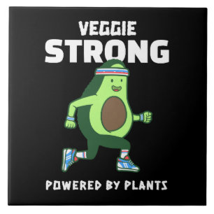 Veggie Strong, Powered by plants Ceramic Tile