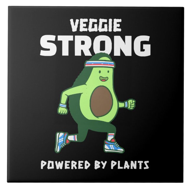 Veggie Strong, Powered by plants Ceramic Tile (Front)