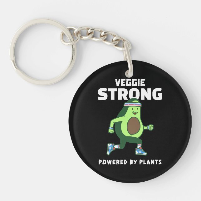 Veggie Strong, Powered by plants Keychain (Front)