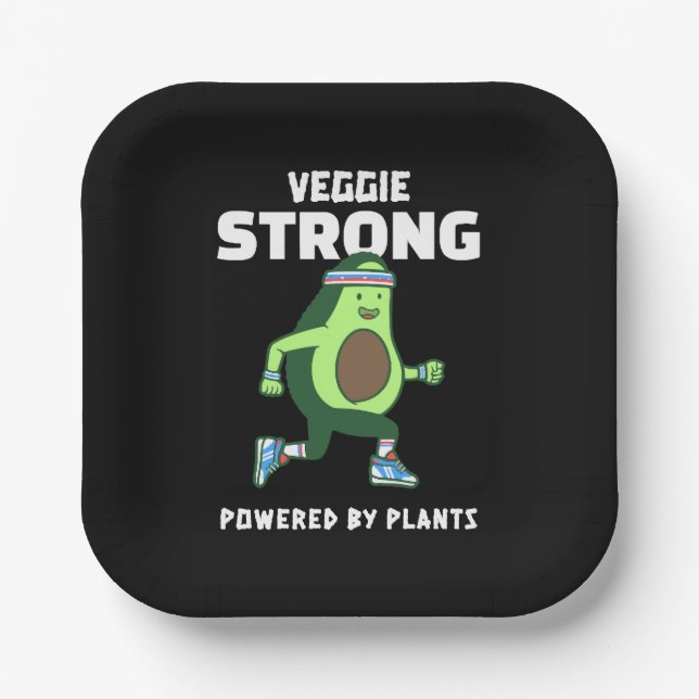 Veggie Strong, Powered by plants Paper Plates (Front)
