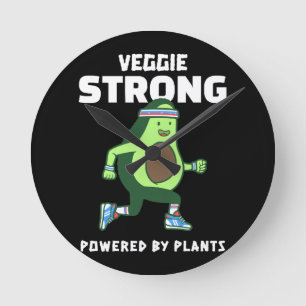 Veggie Strong, Powered by plants Round Clock