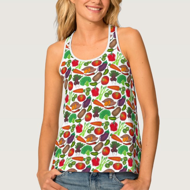 Veggie Veg Vegetable Garden Produce Green Grocer Tank Top (Front)