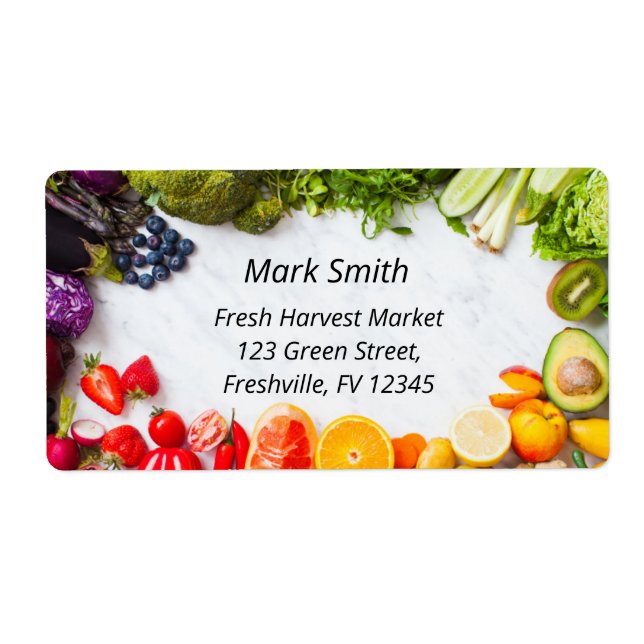 Veggie vegetable Fresh Grocery Shop  Label (Front)